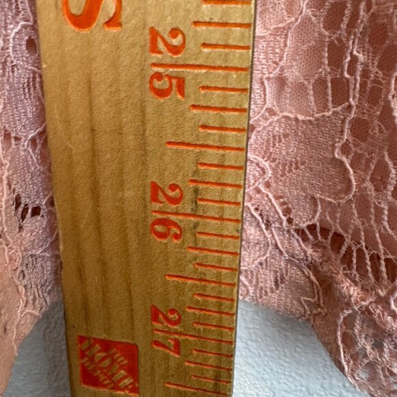 ELLE Lace 3/4 Bell Sleeve Blush Pink Stretch Top XL - Picture 7 of 9